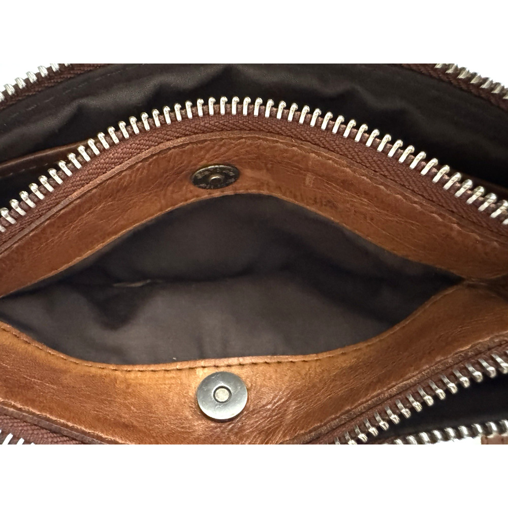Vilenca Holland Crossbody Clutch Bag Wristlet Brown Leather Zip Pockets Compact - Picture 14 of 15